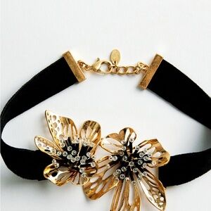 Zara Black and Gold Floral Choker